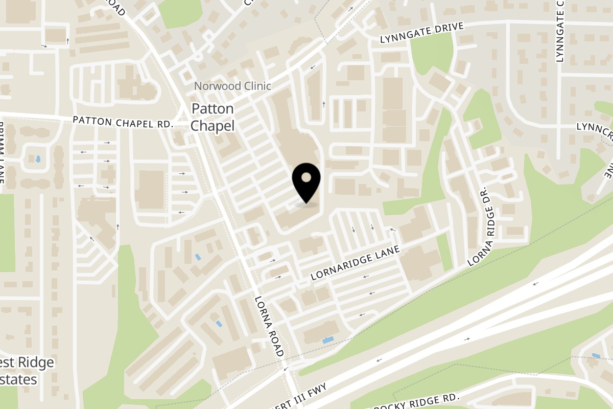 Map showing the location of Taste of Thailand on 3321 Lorna Rd in Hoover